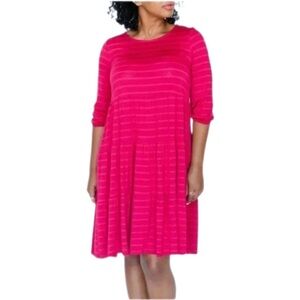 Agnes & Dora Pink Fuchsia Red Muted Stripe Dress Maternity New Mom Side Pockets